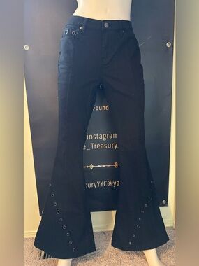 Fashion Nova Black Flare Jeans with Eyelet Accent